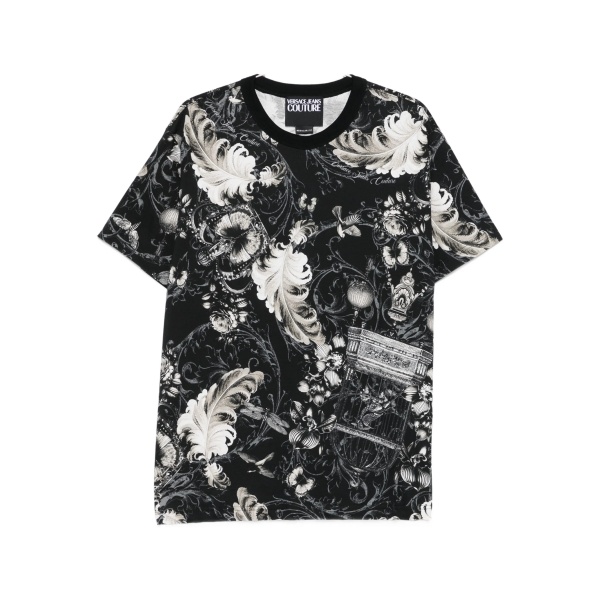 baroque-print feather T-shirt