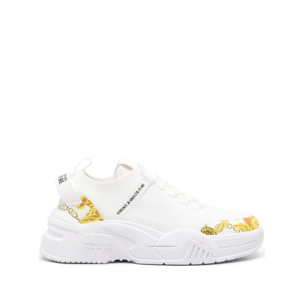 baroque-print leather sneakers
