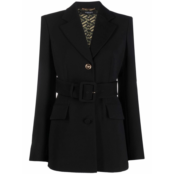 belted single-breasted blazer