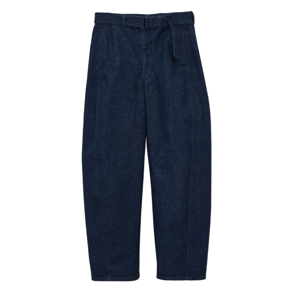 belted twisted denim trousers