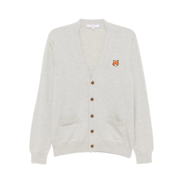 bold fox head patch cardigan
