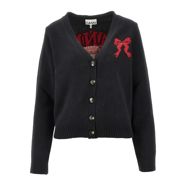 bow V-neck cardigan