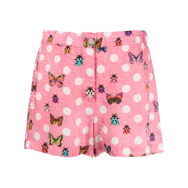 Butterflies-print silk-blend shorts