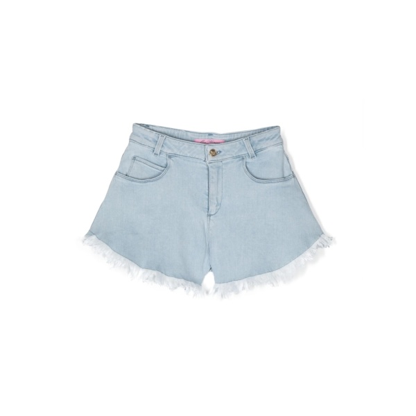 butterfly-detailing bleached denim shorts