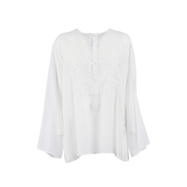 button embellished blouse