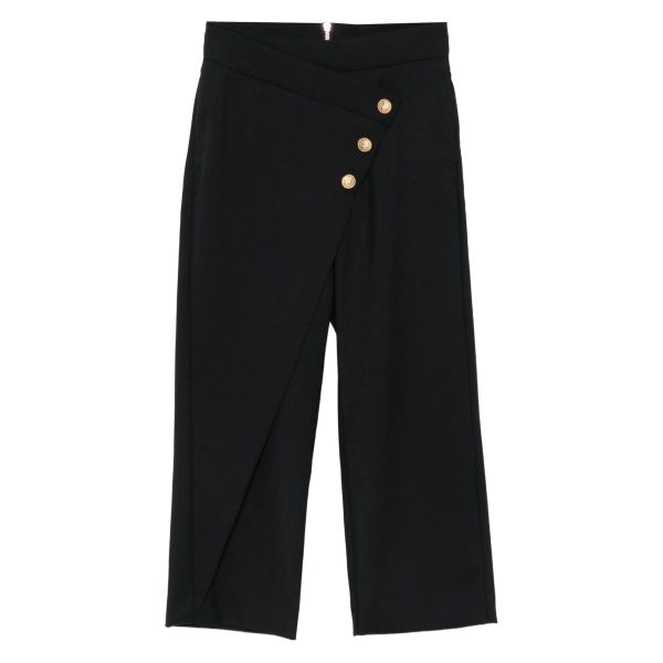 button-fastening wrap trousers