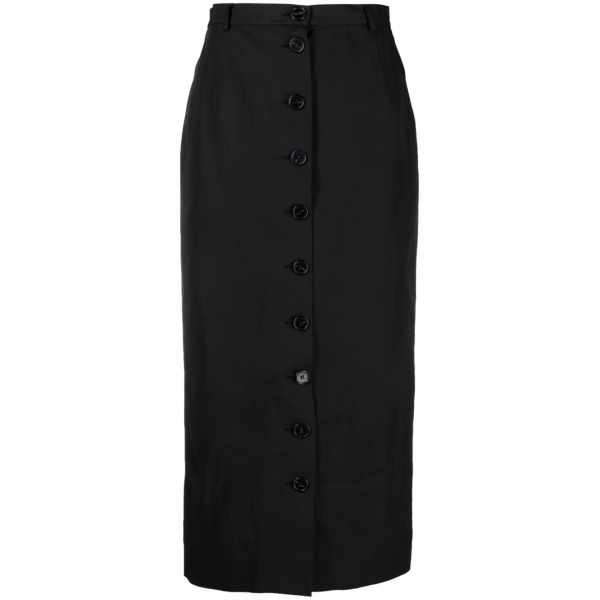 button-front mid-length pencil skirt