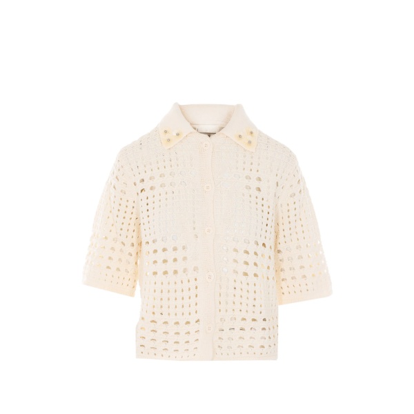 button sequin-embellished top