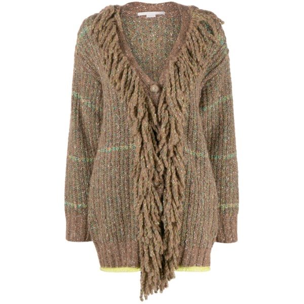 cable-knit tweed cardi-coat