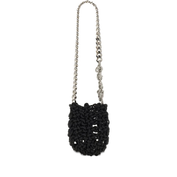 chain-strap knitted shoulder bag