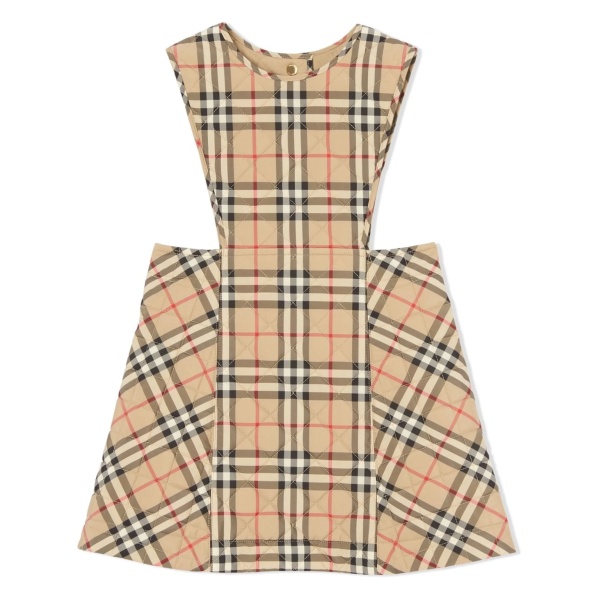 check-print quilted pinafore dress