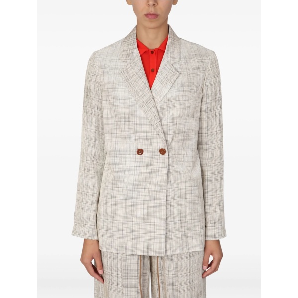 checked double-breasted jacket