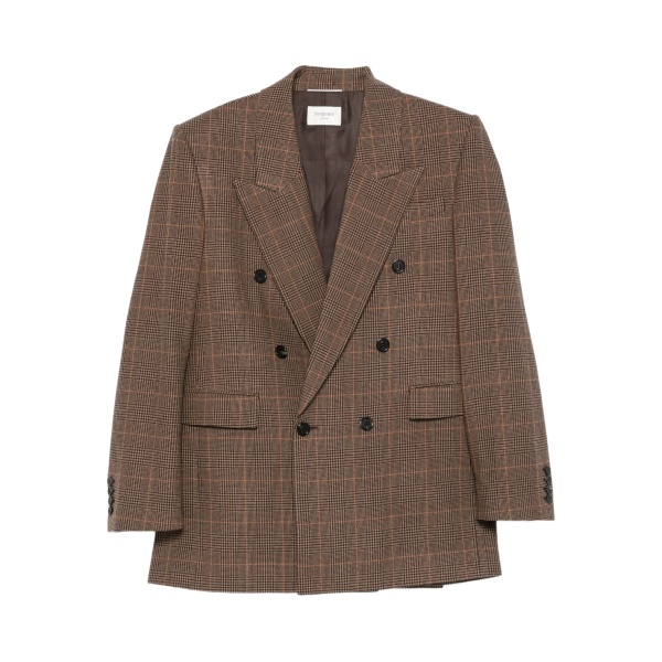 checked double-breasted jacket