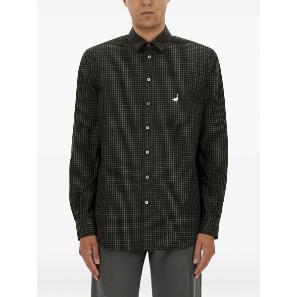 checked-pattern duck-detail shirt