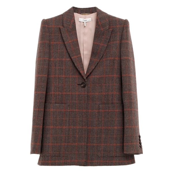 checked single-breasted blazer