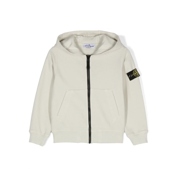 Compass-badge zipped hoodie