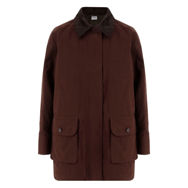 contrast-collar patch-pocket coat