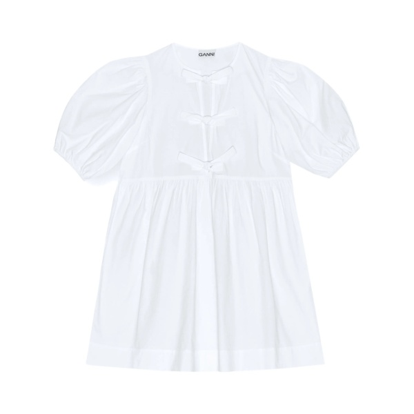 Cotton Poplin Tie String Mini Dress