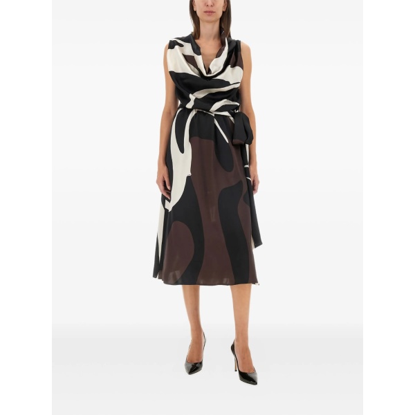 cowl-neck abstract midi dress