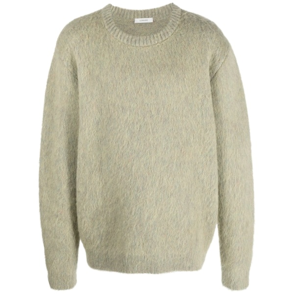 crew-neck brushed-effect jumper