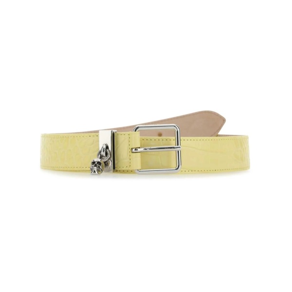crocodile-effect leather belt