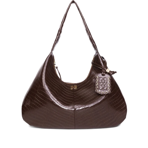 crocodile-embossed shoulder bag
