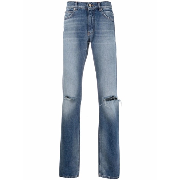 distressed-effect straight-leg jeans