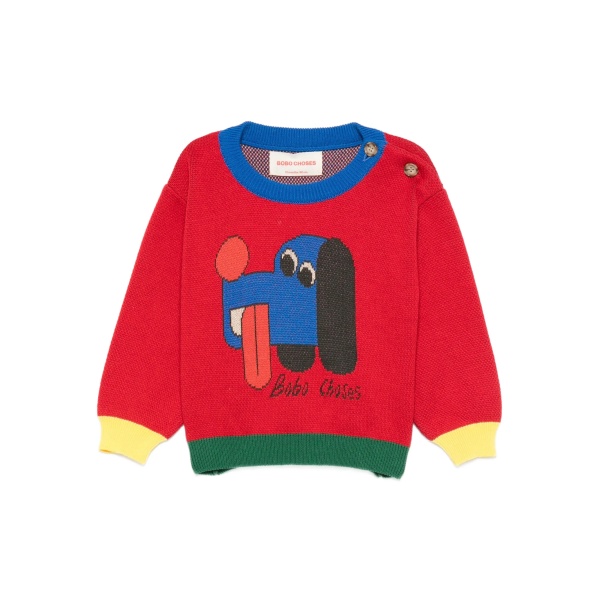 dog-print organic cotton sweater