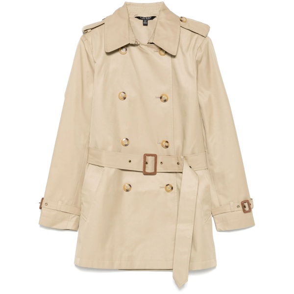 double-breasted belted trench coat