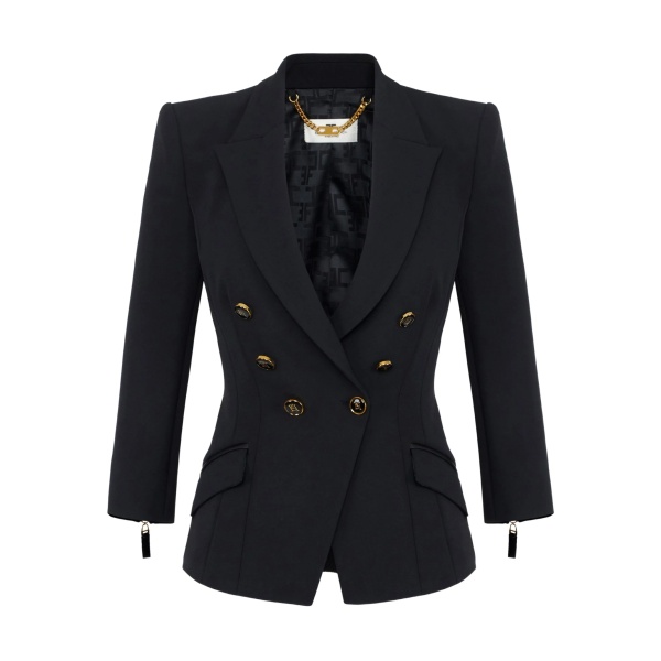 double-breasted gold-button jacket