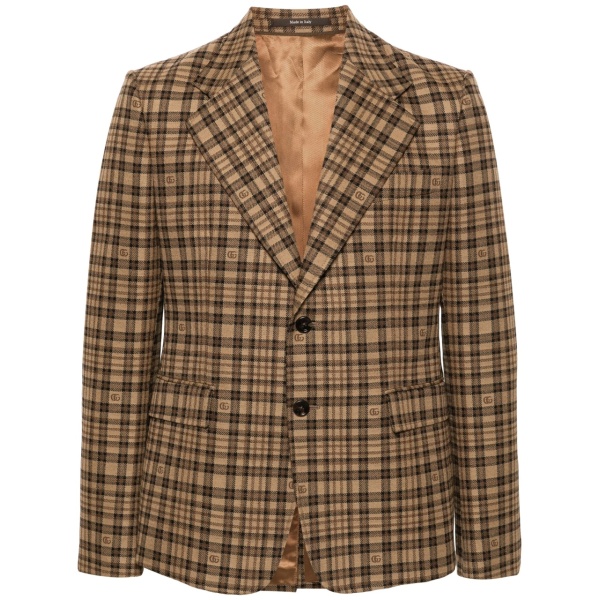 Double G-logo check-pattern blazer