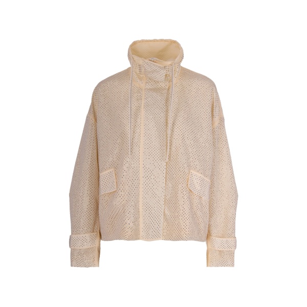 drawstring-neck rhinestone-embellished jacket