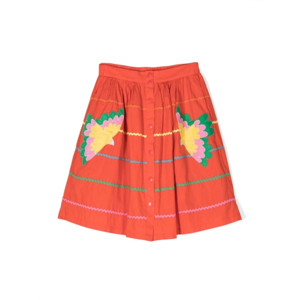 embroidered button-up skirt