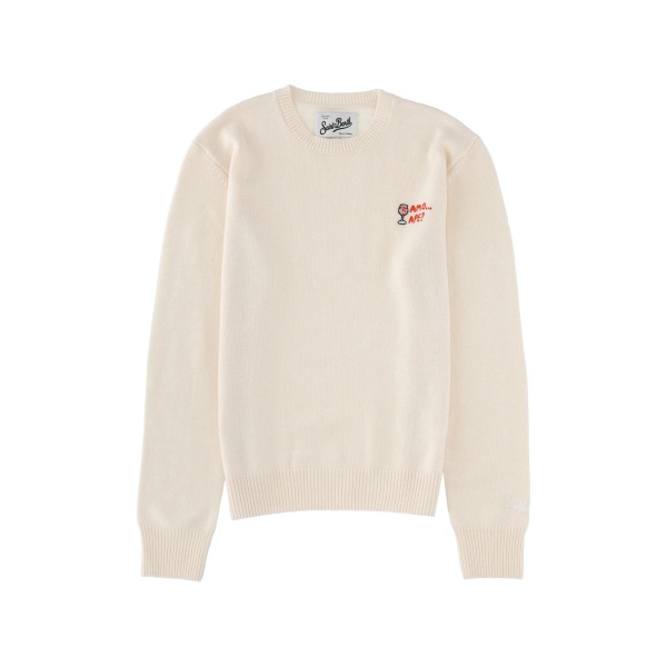 embroidery crew neck sweater