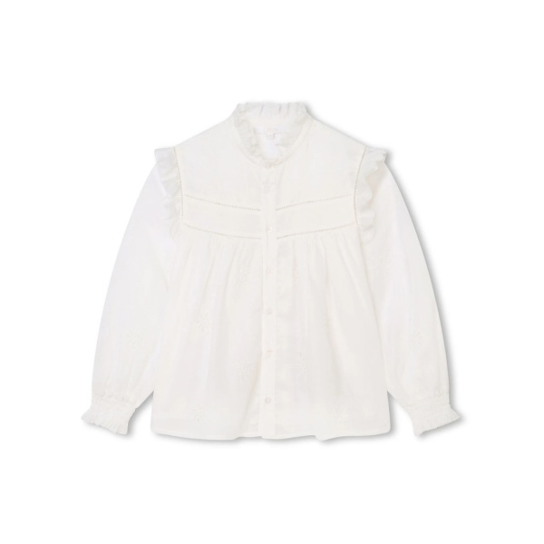 eyelet-detail ruffled shirt