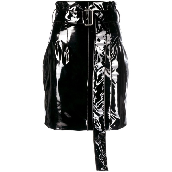 faux-leather mini skirt