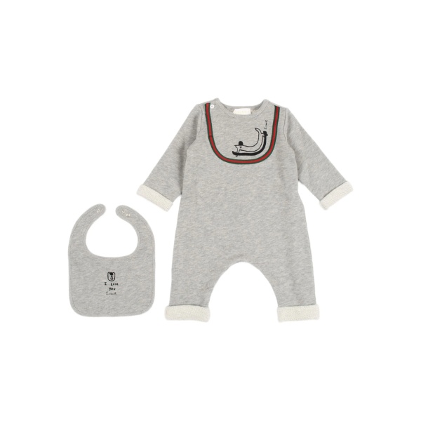 felted-cotton dog-motif romper set