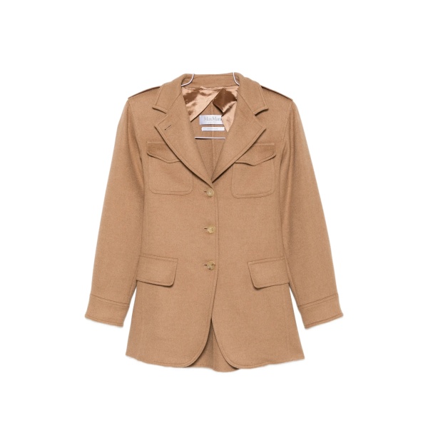 flap-pocket button-fastening jacket