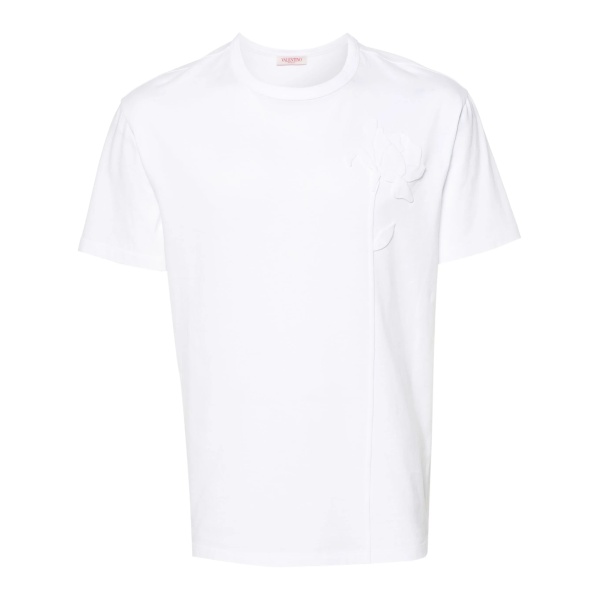 floral-appliqué cotton T-shirt
