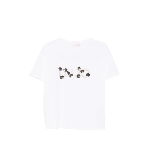 floral-embellishment T-shirt