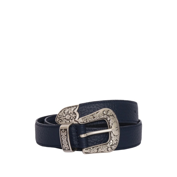 floral-engraved leather belt