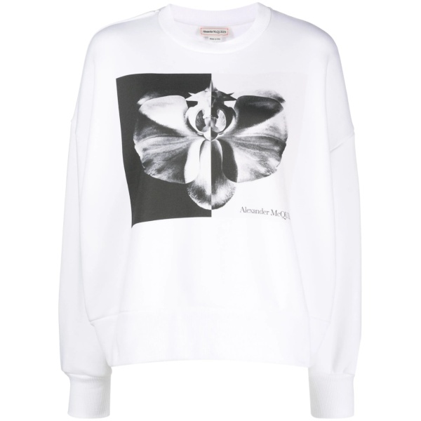 floral-print cotton sweatshirt