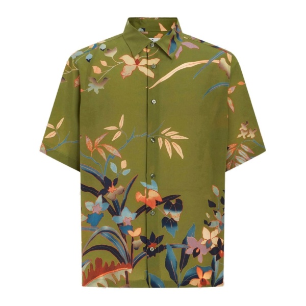 floral-print silk shirt