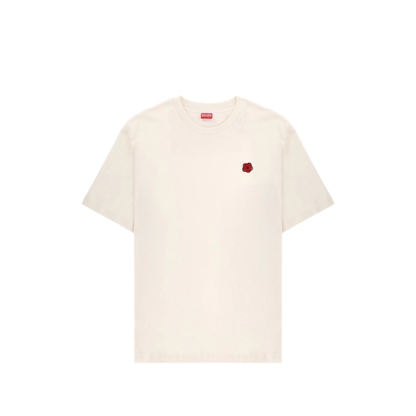 flower-motif T-shirt