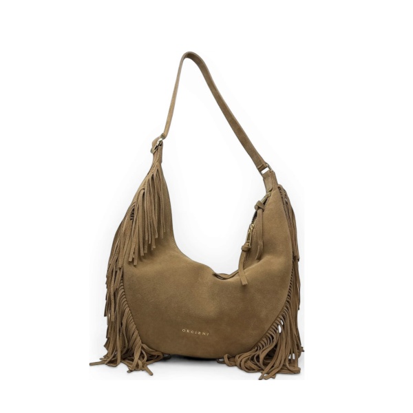 fringe peach hobo bag