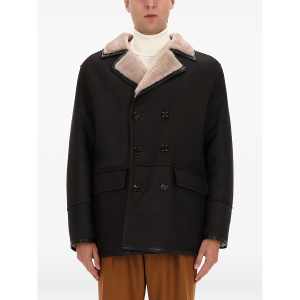 fur collar double-breasted jacket