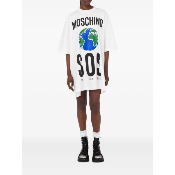 globe-print T-shirt mini day dress