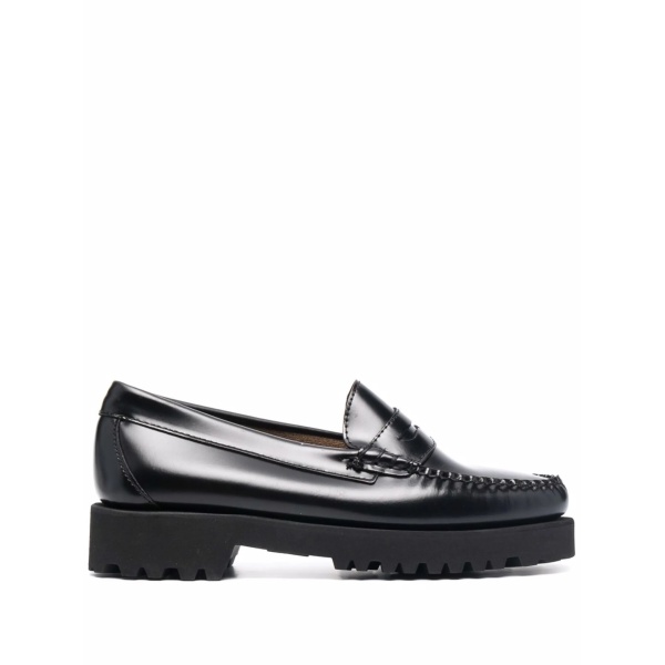 glossy leather loafers