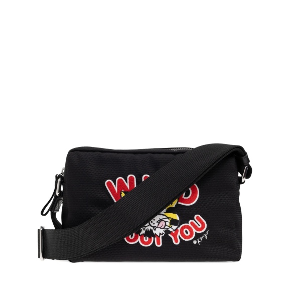 graphic-embroidered messenger bag