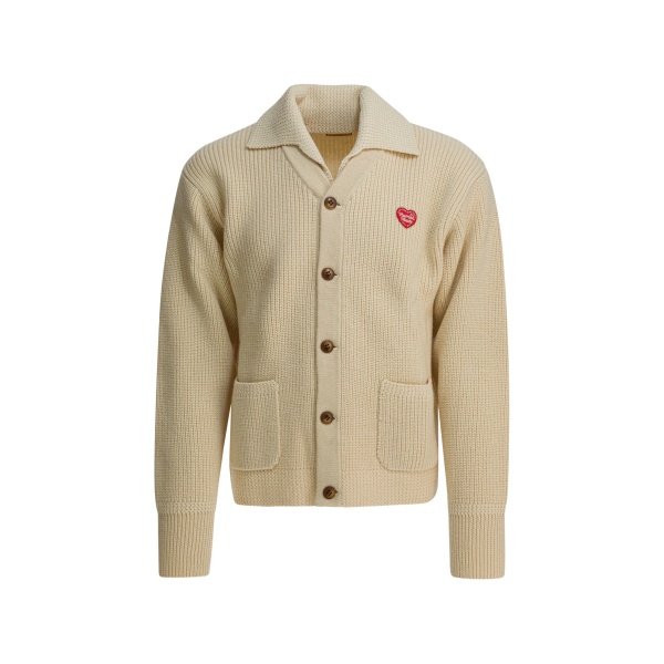 heart-patch button-up cardigan